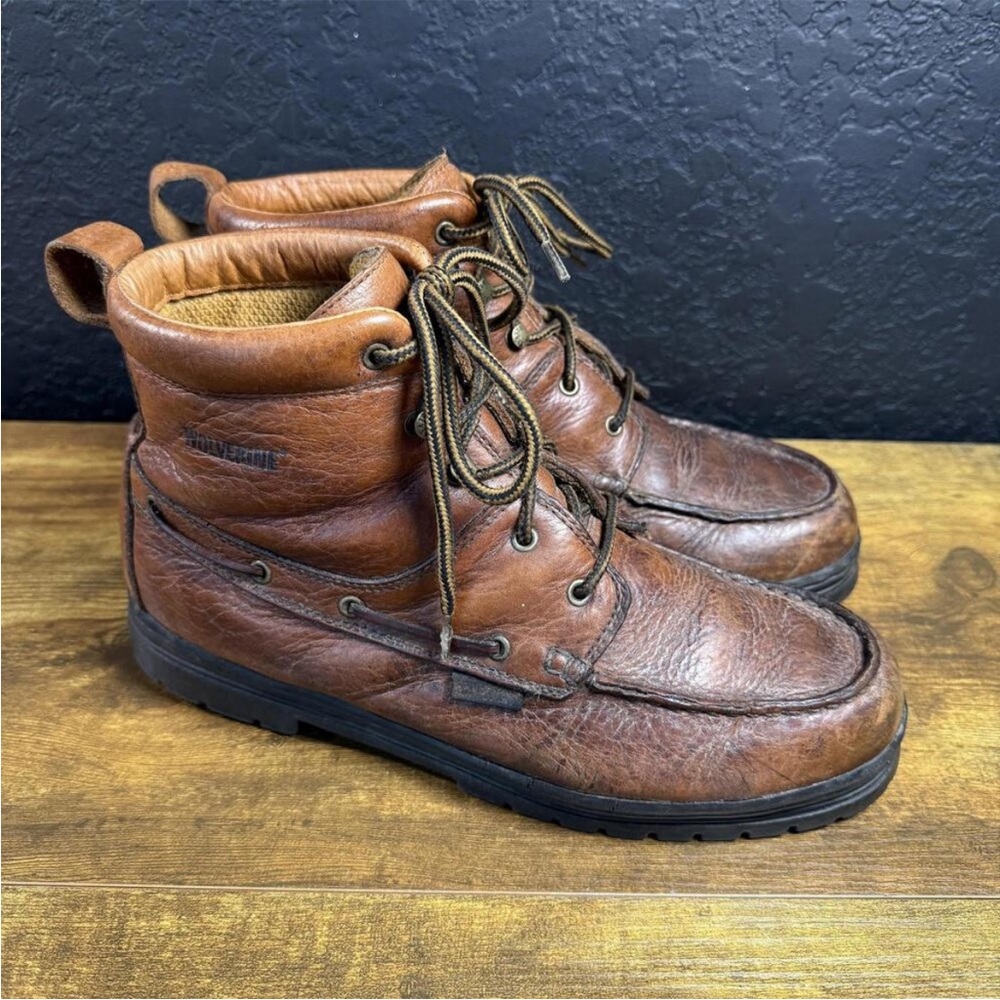 Vintage hiking Wolverine moc toe boots
